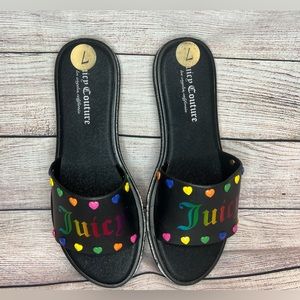 Juicy Couture Women's Black and Pink Slides